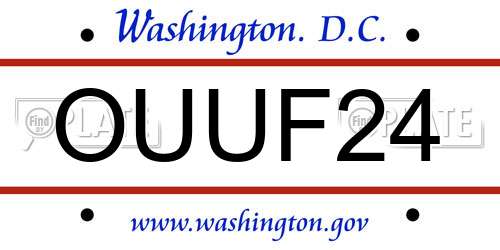 OUUF24 District Of Columbia License Plate
