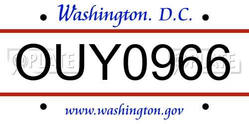 OUY0966 District Of Columbia License Plate