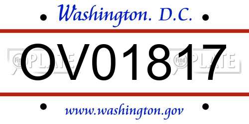 OV01817 District Of Columbia License Plate