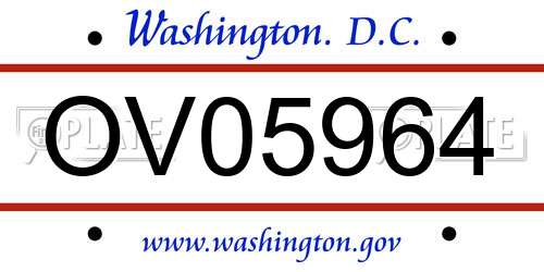 OV05964 District Of Columbia License Plate