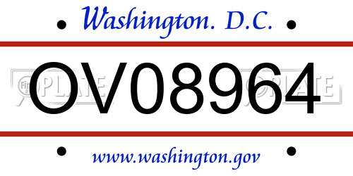 OV08964 District Of Columbia License Plate