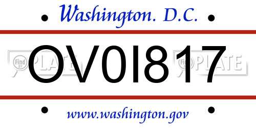 OV0I817 District Of Columbia License Plate