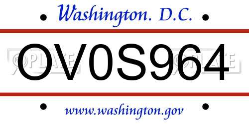 OV0S964 District Of Columbia License Plate