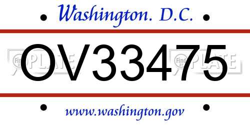 OV33475 District Of Columbia License Plate
