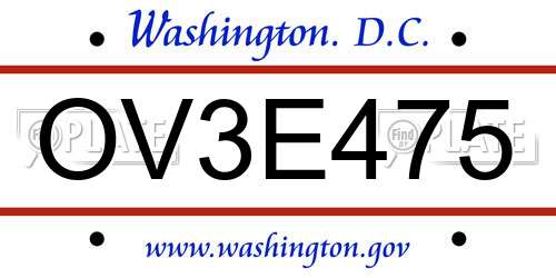 OV3E475 District Of Columbia License Plate