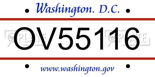 OV55116 District Of Columbia License Plate