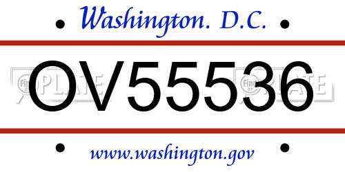 OV55536 District Of Columbia License Plate