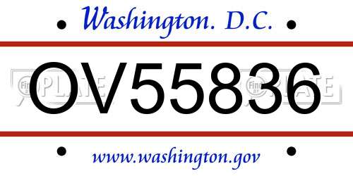 OV55836 District Of Columbia License Plate