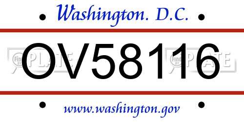 OV58116 District Of Columbia License Plate