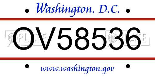 OV58536 District Of Columbia License Plate