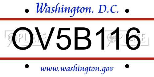OV5B116 District Of Columbia License Plate