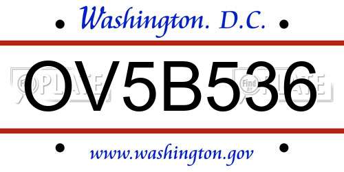 OV5B536 District Of Columbia License Plate