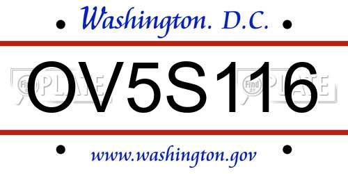 OV5S116 District Of Columbia License Plate
