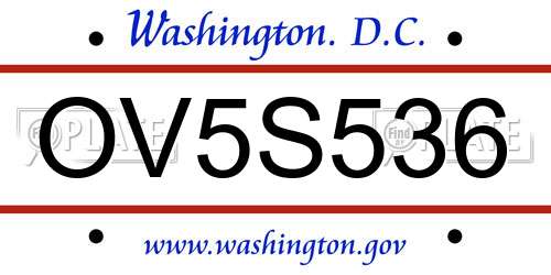 OV5S536 District Of Columbia License Plate