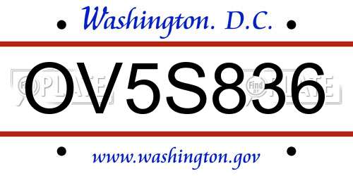 OV5S836 District Of Columbia License Plate