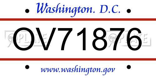 OV71876 District Of Columbia License Plate