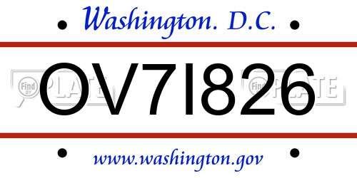 OV7I826 District Of Columbia License Plate