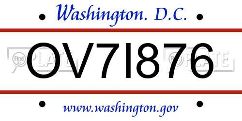 OV7I876 District Of Columbia License Plate