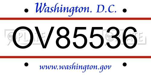 OV85536 District Of Columbia License Plate