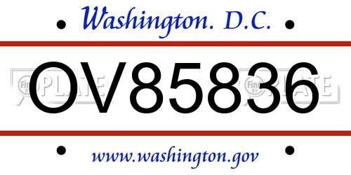OV85836 District Of Columbia License Plate