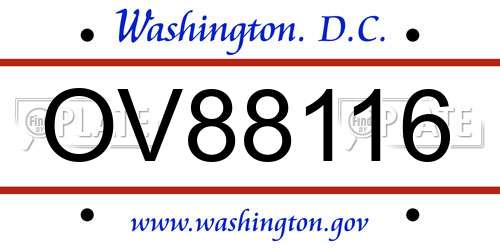 OV88116 District Of Columbia License Plate
