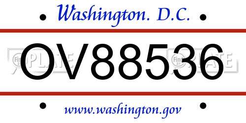 OV88536 District Of Columbia License Plate