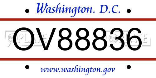 OV88836 District Of Columbia License Plate