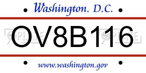 OV8B116 District Of Columbia License Plate