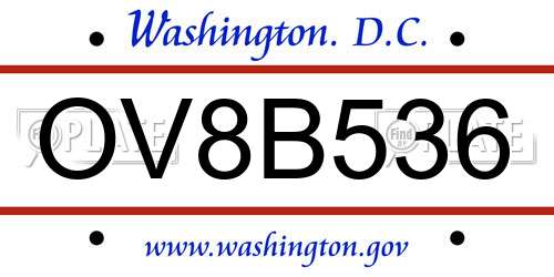 OV8B536 District Of Columbia License Plate