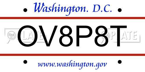 OV8P8T District Of Columbia License Plate