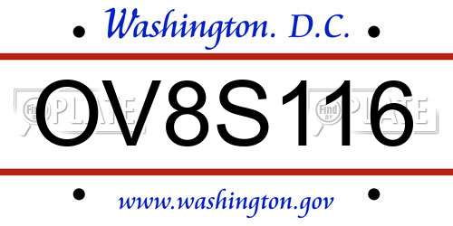 OV8S116 District Of Columbia License Plate