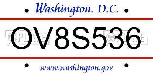 OV8S536 District Of Columbia License Plate