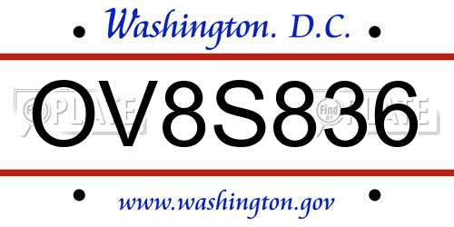 OV8S836 District Of Columbia License Plate