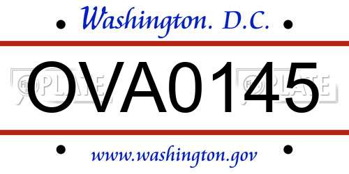 OVA0145 District Of Columbia License Plate