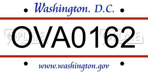 OVA0162 District Of Columbia License Plate