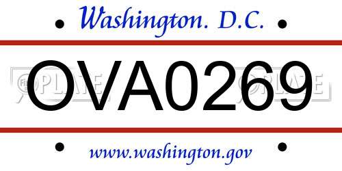 OVA0269 District Of Columbia License Plate