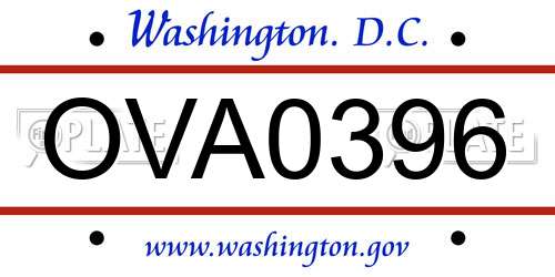 OVA0396 District Of Columbia License Plate