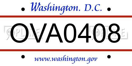 OVA0408 District Of Columbia License Plate