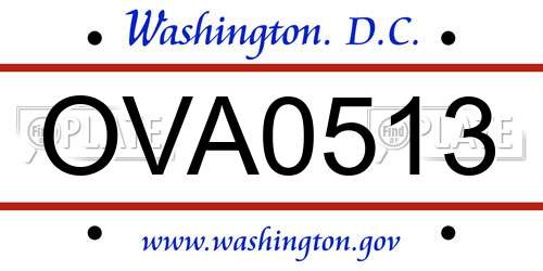 OVA0513 District Of Columbia License Plate