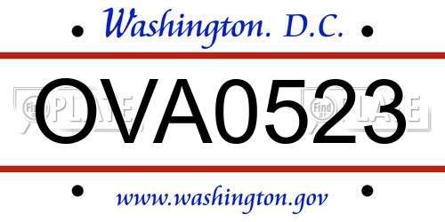 OVA0523 District Of Columbia License Plate