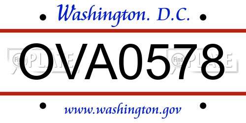 OVA0578 District Of Columbia License Plate