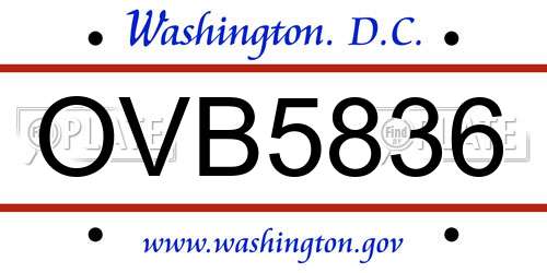 OVB5836 District Of Columbia License Plate