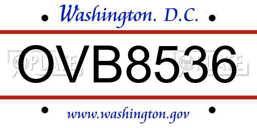 OVB8536 District Of Columbia License Plate