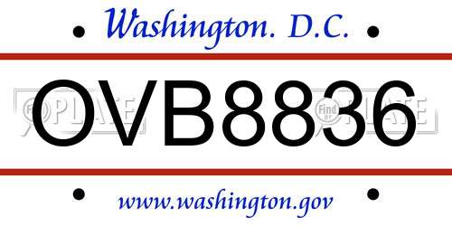 OVB8836 District Of Columbia License Plate