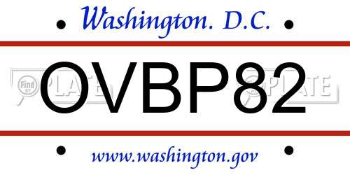 OVBP82 District Of Columbia License Plate