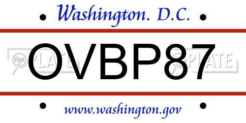 OVBP87 District Of Columbia License Plate