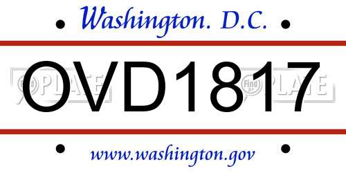 OVD1817 District Of Columbia License Plate