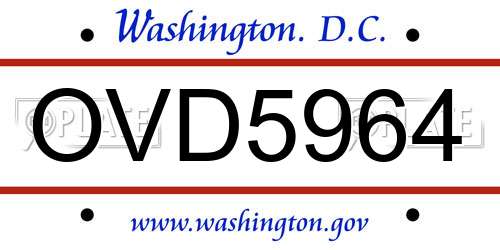 OVD5964 District Of Columbia License Plate