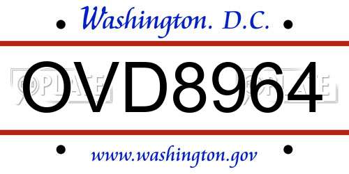 OVD8964 District Of Columbia License Plate