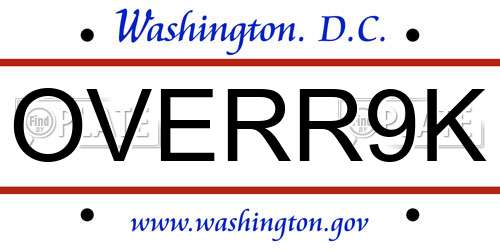 OVERR9K District Of Columbia License Plate